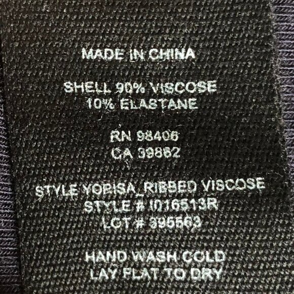 Theory Yorisa Fine Ribbed Boatneck or Scoop Neck Viscose Top Navy Sz M NWOT - Picture 8 of 13